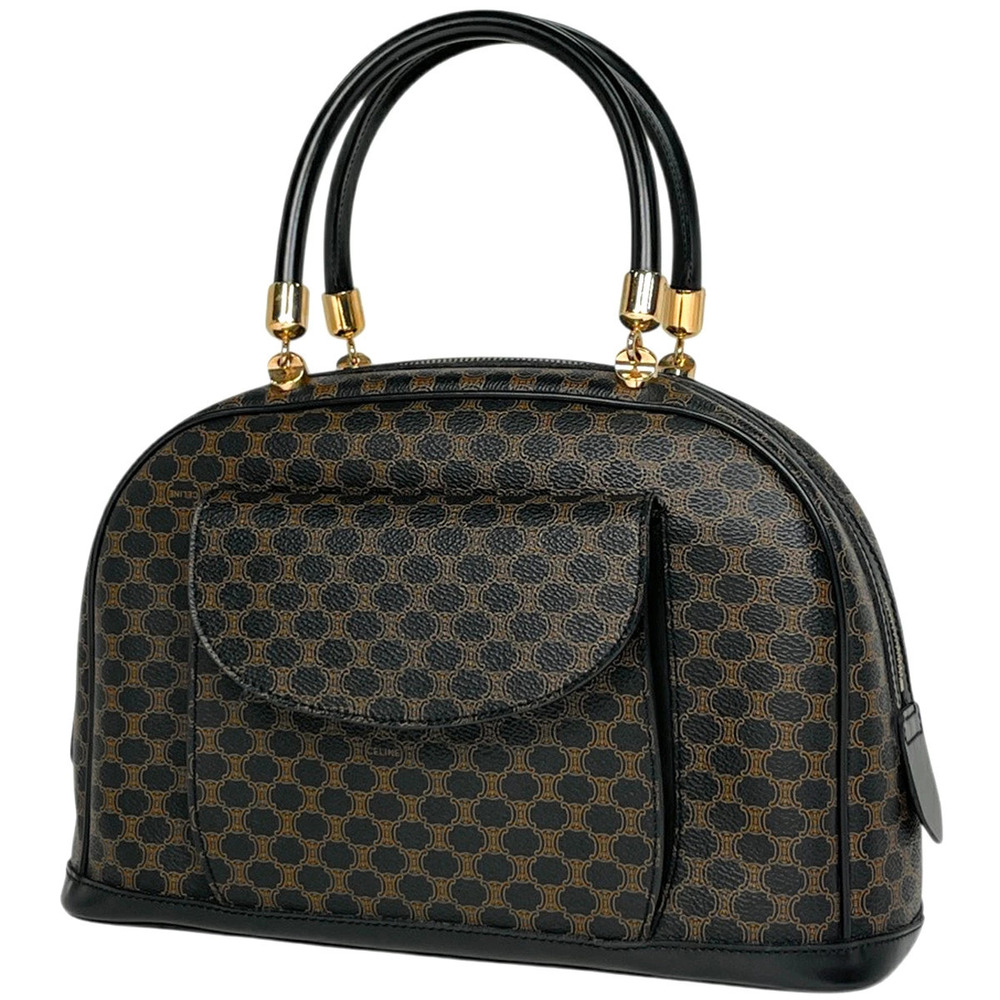 Celine Macadam Handbag Canvas Black